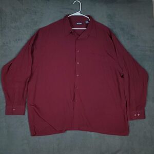 Puritan Shirt Mens 3XL Big Tall Red Solid Long Sleeve Dress Button Up Top